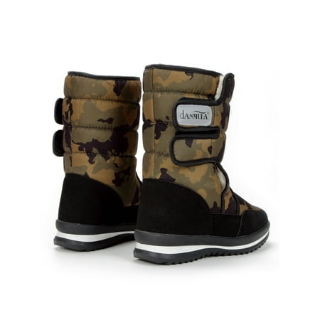 

Eloshman Men Snow Boots Plush Lined Waterproof Booties Mid Calf Warm Boot Walking Lightweight Magnetic Winter Shoes Non-slip Hiking Bootie Light Green 8