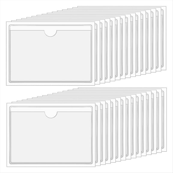 Clear Adhesive Pockets 4X6In Index Card Sleeves Self with Top Loading Label (30 PCS)