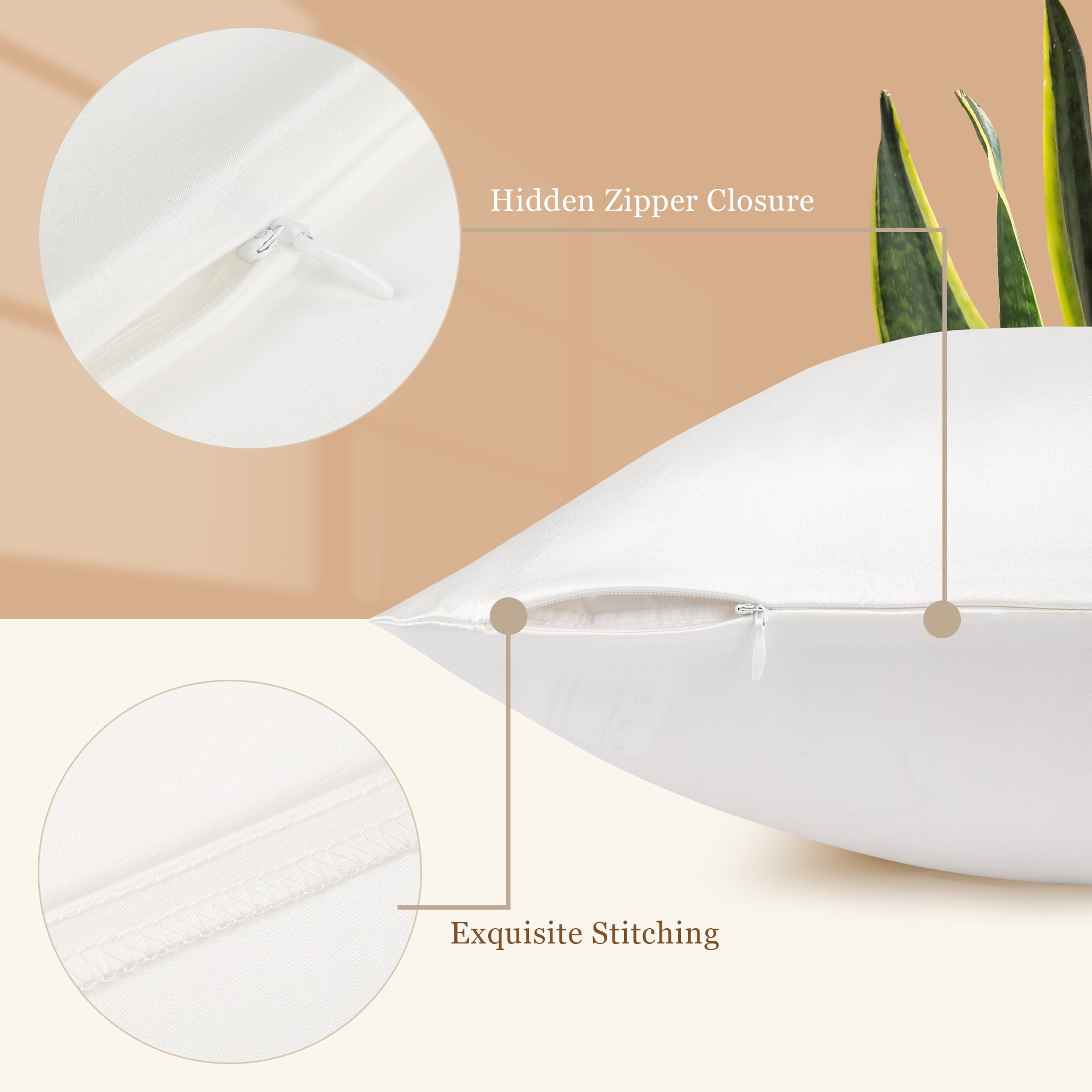 Unique Bargains 22 Momme 100% Silk Pillowcase White Standard