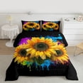thumbnail image 2 of Homewish Yellow Sunflower Bedding Comforter Set,Watercolor Splatter Ink Twin Comforter Sets,Tustic Plant Flower Bedding Set For Girls Kids,Super Cozy Room Decor Reversible,2 Pieces, 2 of 8