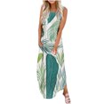 thumbnail image 2 of Lenago Hauts pour Femmes Grande Taille Chic Décontracté Robe Longue Imprimée Sans Manches à Col Rond Robes d'Été de Plage en Liquidation, 2 of 5