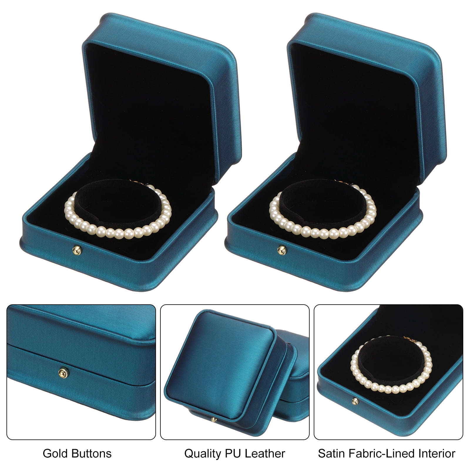 Unique Bargains Classic and Stylish PU Leather Jewelry Boxes Blue
