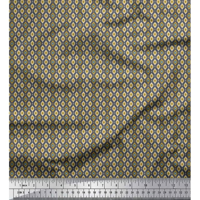 Soimoi Cotton Voile Fabric Ogee Small Print Fabric by The Yard 56 Inch Wide