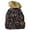 Popcorn Confetti Black, variant on Thick Cable Knit Faux Fuzzy Fur Pom Fleece Lined Skull Cap Cuff Beanie, Confetti Black