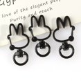 thumbnail image 1 of 10pcs/Lots Metal Rabbit Shape Hollow Keychain Split Key Ring Swivel Lobster Clasp Connector for Bag Belt Dog Mask Chains 6*36mm Black, 1 of 6