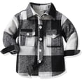 thumbnail image 2 of Ougyinr Toddler Kids Plaid Flannel Shirts Jacket for Boys Girls Long Sleeve Lapel Button Down  Fall Top Outerwear for Kids, 2 of 9