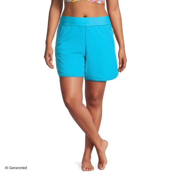 Lands' End Women's Plus Size SunShade UPF 50 5" Board Shorts with Panty
