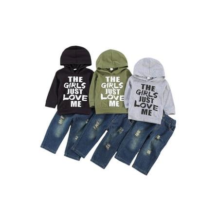 

Baby Boy Letter Sweater Hole Long Pants Clothes Set Toddler Hooded Tops Clothing Newborn Baby Boys Clothes Set Autumn 6M-3Y