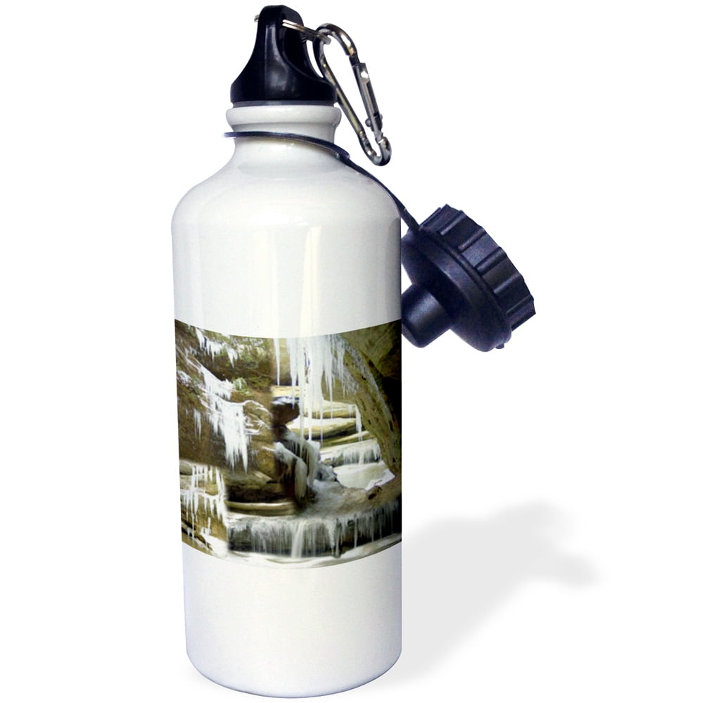 3dRose Winter at Hocking Hills State Park Collage, Sports Water Bottle, 21oz by Supplier Generic