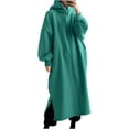 thumbnail image 2 of Guieoi Dress for Women under $10.00 Plus Size Fashion Women Solid Loose Hooded Comfy Long Sleeve Dress Green Black*Friday/Cyber*Monday, 2 of 6