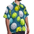 thumbnail image 2 of Tennis Men's Short Sleeve Spread Collar Poplin Button Down Casual Printed Summer Beach Unisex Shirts, 2 of 6