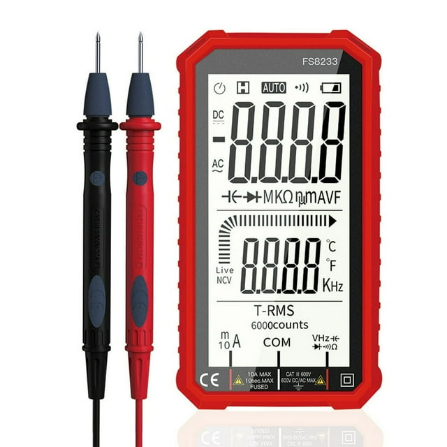 Digital Multimeter LCD Voltage Current Tester with Backlight Electric Handheld Circuit Volt Meters for Craftsman Red