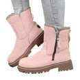 thumbnail image 5 of YLYL Winter Snow Mid Calf Boots for Women Side Zipper Warm Fur Lined Wide Width Winter Combat Boots, 5 of 8