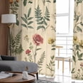 thumbnail image 4 of Vintage Botanical Semi Sheer Curtains 72 Inch Length 2 Panels Set, Boho Plants Wildflower Mushroom Leaf Sheer Kitchen Curtain Privacy Voile Window Curtain for Living Room Bedroom Rod Pocket Drapes, 4 of 7