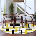 thumbnail image 3 of Round Rugs 5Ft, Yellow Black Geometric Round Area Rug Washable Indoor Throw Carpet, Modern Simple Abstract Art Soft Non Slip Circle Rug for Cabinet Bathroom Home Decor Aesthetic, 3 of 8