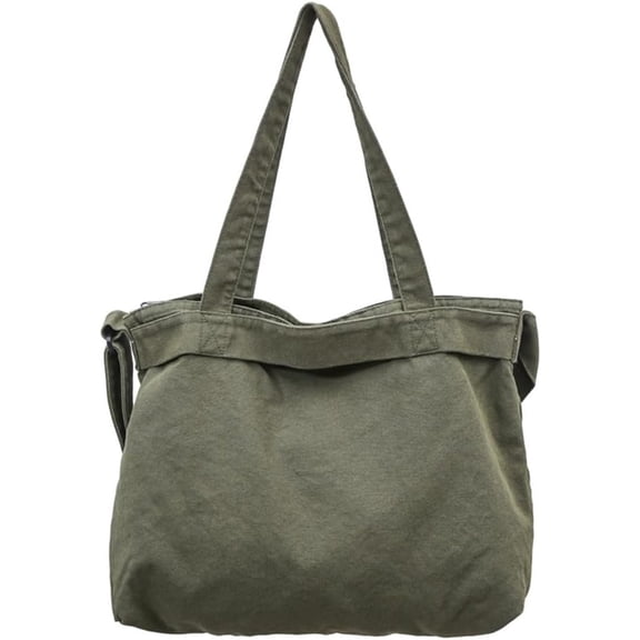 Sunyuer Vintage Canvas Tote Bag for Women Men, Casual Messenger Bag Large Crossbody Bag Working Shoulder Bag with Pockets