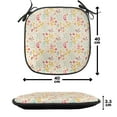 thumbnail image 4 of Floral Chair Seating Cushion Set of 2, Botanical in Earth Tones Spring Vibes, Seat Pads for Office with Anti-slip Backing, 16"x16", Champagne Multicolor, by Ambesonne, 4 of 7