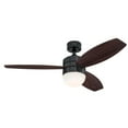 thumbnail image 3 of Westinghouse Lighting 7305200 48 in. Drake 3-Blade Gun Metal Indoor Ceiling Fan & Dimmable LED Light Fixture with Opal Frosted Glass & Remote Control Included, Weathered Oak, 3 of 5