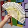 thumbnail image 1 of Paokuoon Folding Fan Classical Bamboo Folding Handheld Fan with Tassel for Dance Performance, 1 of 7