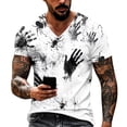 thumbnail image 3 of Summer Shirts for Men Short Sleeve Halloween Spiderweb Print V Neck T Shirts Causal Funny Loose Shirts, 3XL, 3 of 7