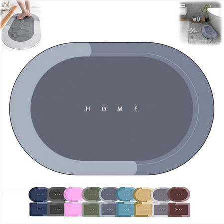Modernized Bath Mat – Super Absorbent Quick Dry Nappa Leather Mat, Non-Slip Rubber Backing, Diatomaceous Earth Technology for Bathroom, Kitchen, Laundry Room Modern Decor