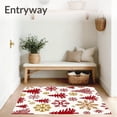 thumbnail image 3 of ODIKA 2'x3' Machine Washable Non-Slip Area Rug, Classic Yuletide Snowflake Array with Stylized Evergreen High Traffic Rug, Red, 611422, 3 of 7