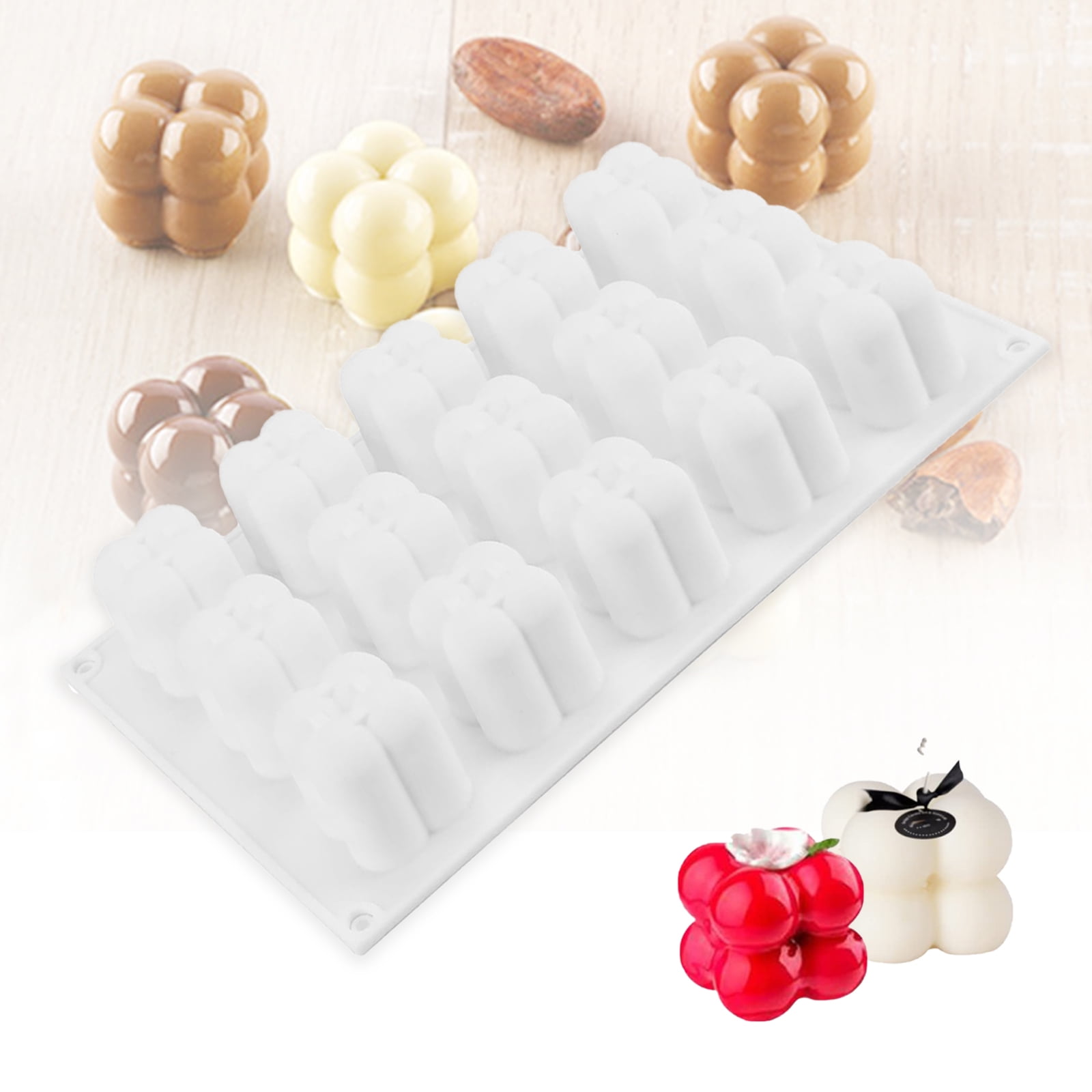 3D Bubble Candle Molds, 15 Cavities Cube Silicone Molds for Candles
