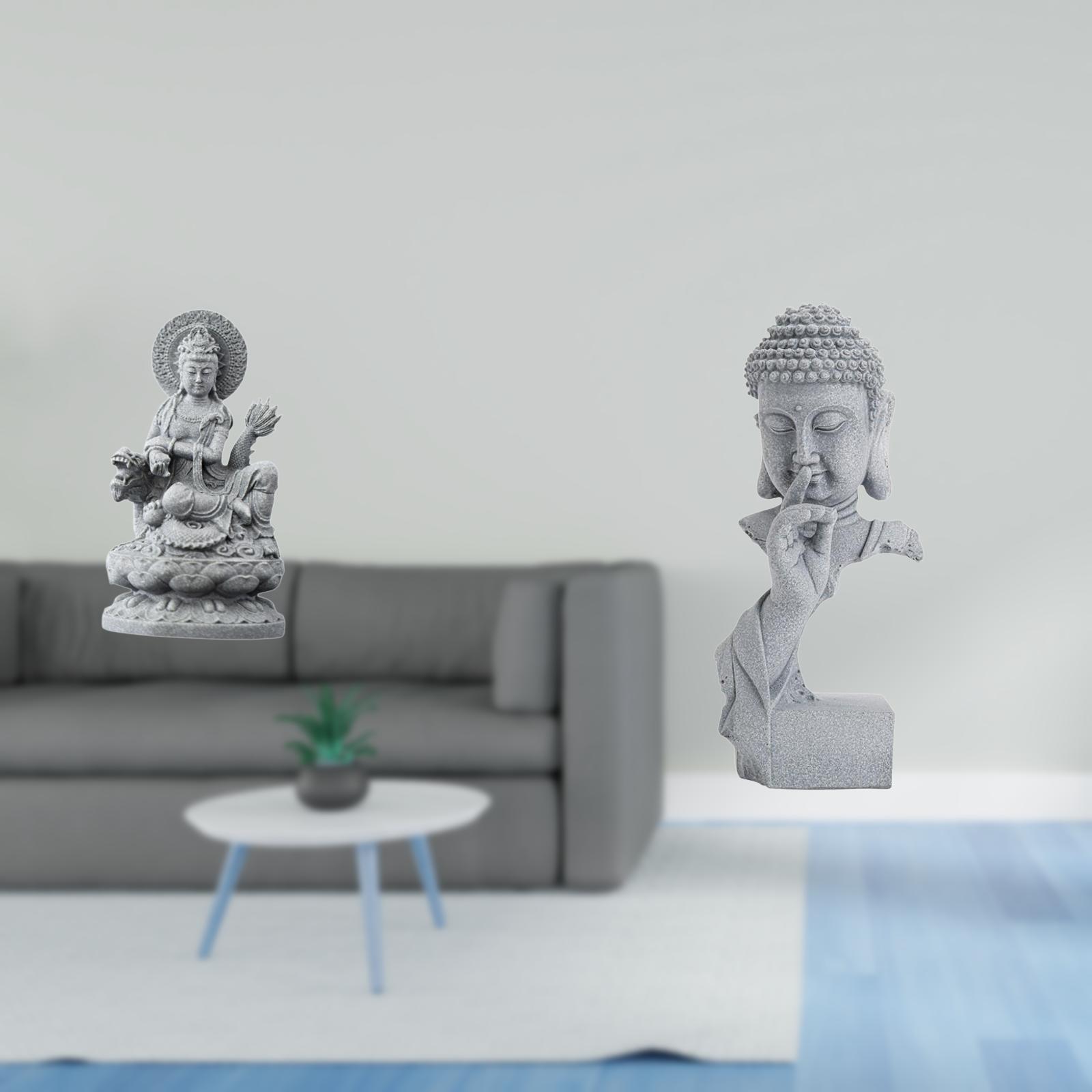 Guan Yin Statue Buddha Sculpture Resin Craft Artwork for Meditation Living Room Indoor Garden Decor