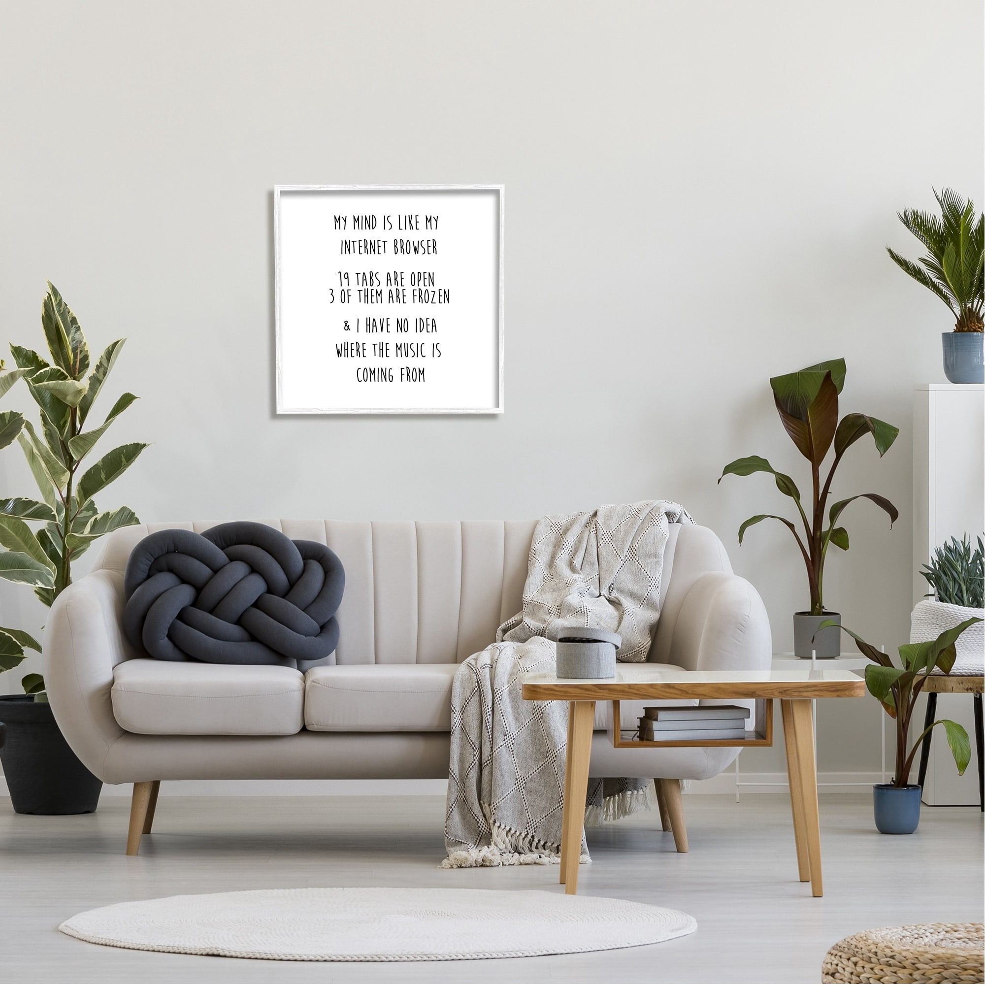 Stupell Industries My Mind Is Like Internet Browser Witty Phrase Graphic Art White Framed Art Print Wall Art, Design by J. Weiss