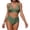 Army Green, variant on Women's Pure Color Two Piece Bikini Set High Waisted Push Up Swimwear Sporty V Neck Halter Straps Tummy Control Bathing Suit 2026 Orange 2XL