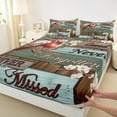 thumbnail image 3 of Feelyou Kawaii Rustic Bird Bed Sheets, Western Wooden Cabin King Sheets, Pink Cherry Blossoms Flower Sheet Set, Super Cozy Room Decor, 4pcs, 3 of 7