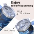 thumbnail image 4 of Stainless Steel 20oz Geometric Texture Travel Mug with Handle, Double Wall Insulated Coffee Tumbler Leak Proof Straw, 4 of 5