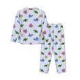 thumbnail image 2 of Wukai Sea Turtle Whale Print Women's Pajama Set - Soft Long Sleeve Sleepwear for Comfort and Style-Small, 2 of 9