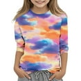 thumbnail image 2 of Hicidod Toddler Shirts 3/4 Length Sleeve Crewneck Tops Fashion Tie-Dye Spring Summer Pullover Clothes for Kids Girls Boys, 2 of 5