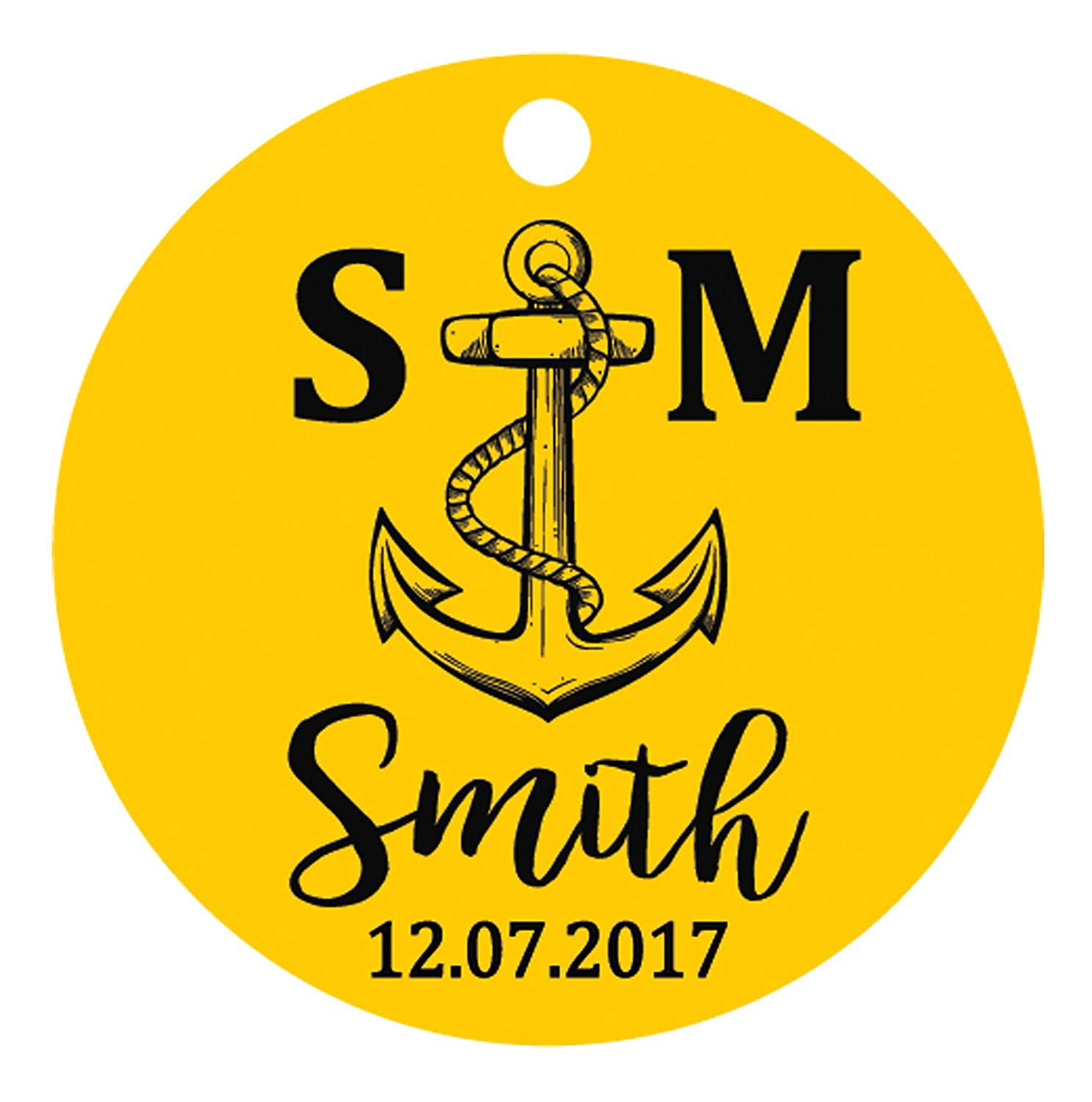 100 PCS Personalized Initial with Anchor Wedding Favor Gift Paper Tags