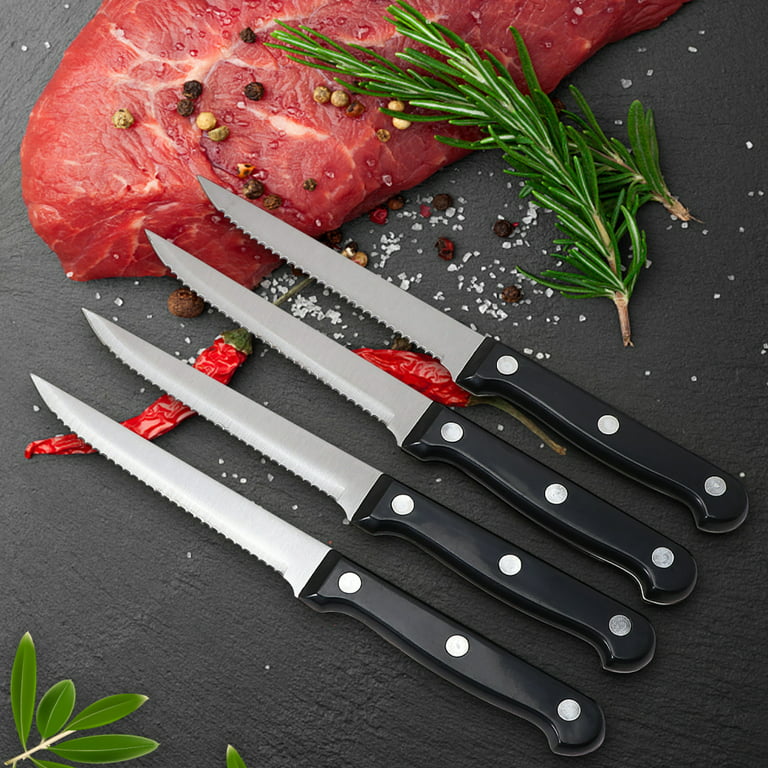 Steak Knives Set of 4 - Premium Stainless Steel, Dishwasher Safe