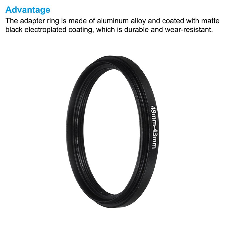 2-Pack Metal Step-Up Filter Ring Adapter - Converts 43mm Lens To 49mm Size