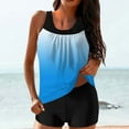 thumbnail image 2 of Busydd Tankini Swimsuits for Women Trendy Gradient Two Piece Swimsuit for Women Round Neck Sleeveless Pleated Tank Tops and Boyshorts Women's Tankini Swimsuits S, 2 of 5