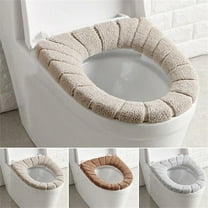 Thicker Soft Bathroom Warm Toilet Seat Cover Pad, Thicker Stretchable Washable Fits All Oval Toilet Seats, Khaki