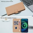 thumbnail image 4 of Wallet Case Compatible for iPhone 14 Pro, PU Leather Magnetic Closure Protective Flip Folio Case with 3 Card Holder and Wrist Strap Cover Women Men,Nude,For iPhone 14 Pro, 4 of 7