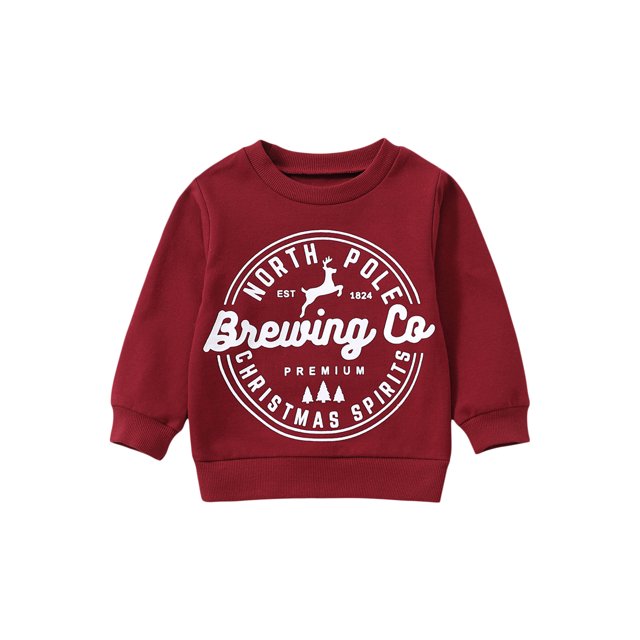 Faithtur Bébé Printemps Automne Romper, Lettre Wapitis Imprimé Manches Longues Col Rond Combinaison/sweatshirt pour Noël
