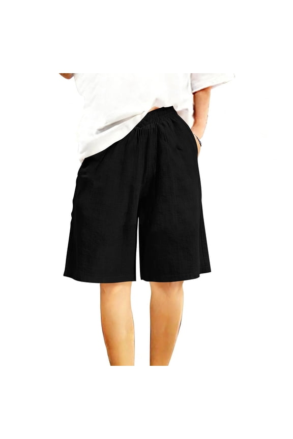Women's High-Waisted Skort with Elastic Waistband - Sporty Pull-On Skirt with Shorts for Gym & Casual Wear Black L
