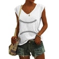 thumbnail image 2 of Camisetas sin mangas con cuello en V de verano para mujer, camisetas de manga corta con estampado de elementos de béisbol Retro OAVQHLG3B Store  lin121212, 2 of 4