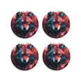 thumbnail image 1 of Vsdgher Dessous de Verre en Cuir Imprimé Tête de Loup Rouge pour Boissons, Ensemble de 4 sous-Verres Durables pour Protection de Table, Décoration Intérieure Luxueuse et Cadeau de Pendaison de Crémaillère - Forme Ronde, 1 of 6