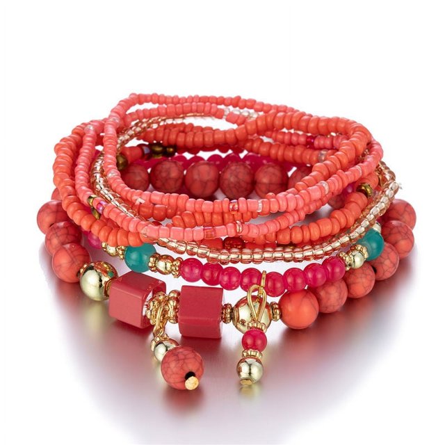 Pulsera de múltiples capas hecha a mano de Bohemia, pulsera creativa de cuentas de turquesa