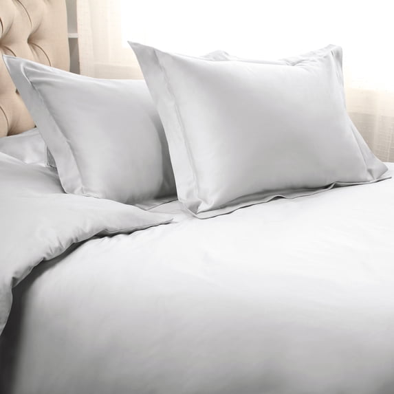 1200-Thread Count 100% Egyptian Cotton Solid Duvet Cover & Pillow Shams, 3-Piece Duvet Cover Set by Blue Nile Mills – Full/Queen, Platinum