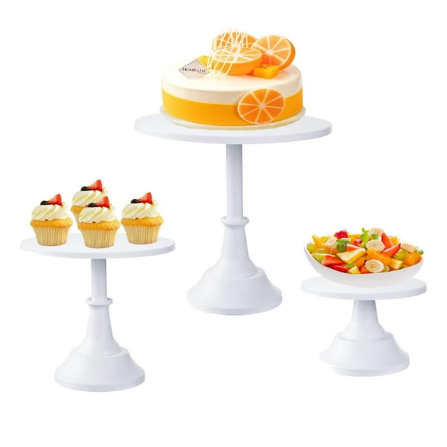 Juego de 3 soportes blancos para tartas, platos de postre, pastelería, dulces para fiestas, elegantes mesas redondas de columnas cilíndricas para bodas, soportes para tartas, fiesta de