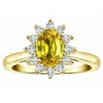 thumbnail image 2 of Star K � Classic Oval 7x5 Lady Diana Halo Genuine Yellow Sapphire Ring, 2 of 9
