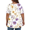 thumbnail image 5 of Gamivast Women's Novelty Tops Plus Size Floral Graphic V Neck Blouse Casual Loose Short Sleeve Tunic Holiday Shirts Spring Summer Outfits 2026, 5 of 6