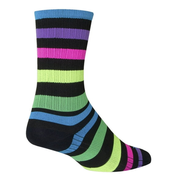 SockGuy SGX Night Bright Socks - 6 inch, Black/Multi-Color, Small/Medium